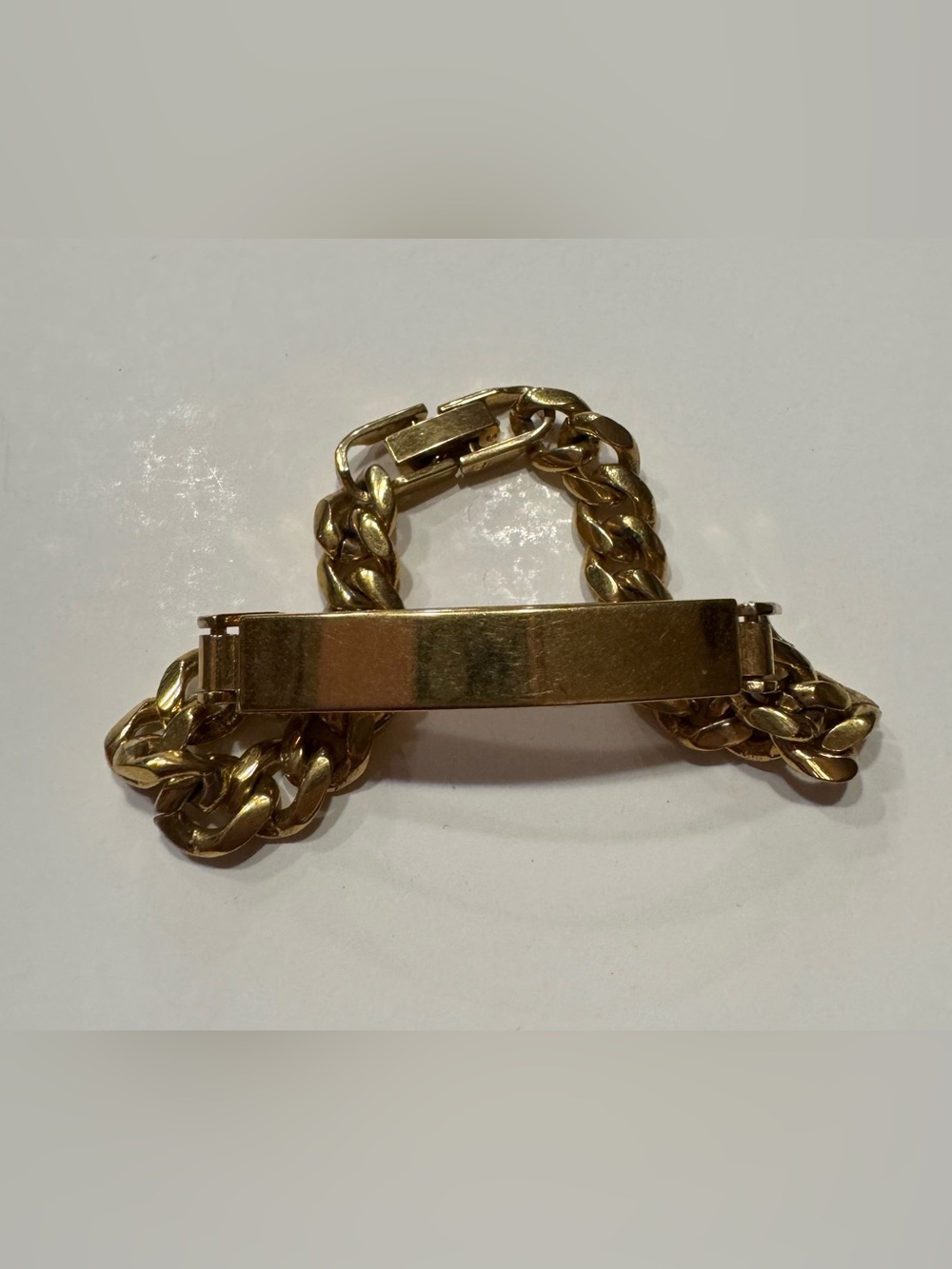 Gold Tone Cuban Link ID Bracelet